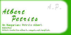 albert petrits business card